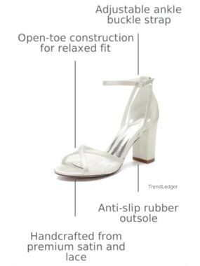 Lace Wedding Shoes for Bride Block Heel Bridal Sandals
